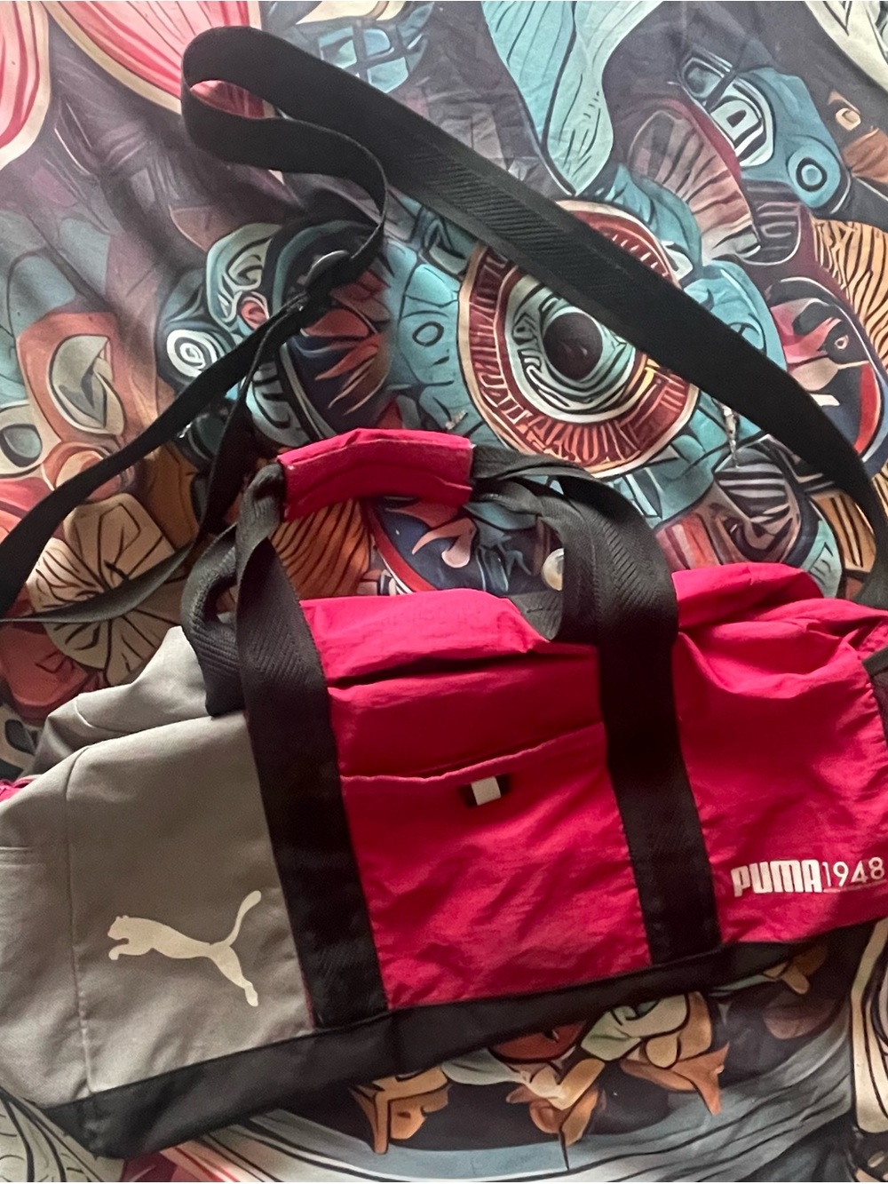 Puma bright pink duffle with white logo